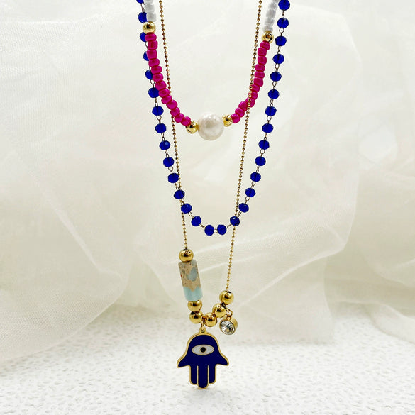 Wholesale Jewelry Retro Stainless Steel And Titanium Steel Geometric Pattern Electroplating Necklace For Women