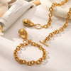 Wholesale Jewelry Retro Stainless Steel Geometric Asymmetrical Buckle Pendant Necklace Goldplated Vacuum Plating For Women