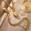 Wholesale Jewelry Retro Stainless Steel Geometric Asymmetrical Buckle Pendant Necklace Goldplated Vacuum Plating For Women