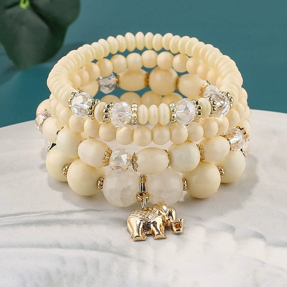 Wholesale Jewelry Retro Style Alloy Elephant Pendant Crystal Bracelet Electroplated