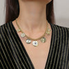 Wholesale Jewelry Retro Style Alloy Geometric Ancient Coin Multipendant Devil's Eye Necklace With Electroplating