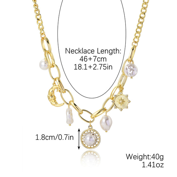 Wholesale Jewelry Retro Style Alloy Geometric Ancient Coin Multipendant Devil's Eye Necklace With Electroplating