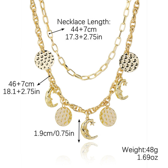 Wholesale Jewelry Retro Style Alloy Geometric Ancient Coin Multipendant Devil's Eye Necklace With Electroplating