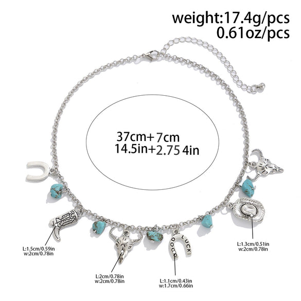 Wholesale Jewelry Retro Style Alloy Geometric Cow Head Clavicle Necklace For Women With Electroplating Treatment