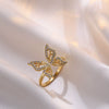 Wholesale Jewelry Retro Style Butterfly Copper Diamond Ring For Women