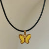 Wholesale Jewelry Retro Style Butterfly Pendant Necklace Titanium Steel Geometric Dripping Oil Real Gold Plating