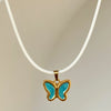 Wholesale Jewelry Retro Style Butterfly Pendant Necklace Titanium Steel Geometric Dripping Oil Real Gold Plating