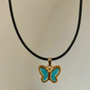 Wholesale Jewelry Retro Style Butterfly Pendant Necklace Titanium Steel Geometric Dripping Oil Real Gold Plating