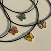 Wholesale Jewelry Retro Style Butterfly Pendant Necklace Titanium Steel Geometric Dripping Oil Real Gold Plating