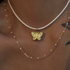 Wholesale Jewelry Retro Style Butterfly Pendant Necklace Titanium Steel Geometric Dripping Oil Real Gold Plating