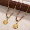 Wholesale Jewelry Retro Style Cat's Eye Natural Stone Pendant 316L Stainless Steel Electroplating Ladies Jewelry