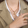 Wholesale Jewelry Retro Style Cat's Eye Natural Stone Pendant 316L Stainless Steel Electroplating Ladies Jewelry