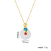 Wholesale Jewelry Retro Style Copper Electroplated Ochain Mixed Gem Inlay Safety Lock Clover Pendant Clavicle Chain For Women