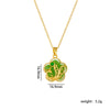 Wholesale Jewelry Retro Style Copper Electroplated Ochain Mixed Gem Inlay Safety Lock Clover Pendant Clavicle Chain For Women