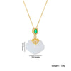 Wholesale Jewelry Retro Style Copper Electroplated Ochain Mixed Gem Inlay Safety Lock Clover Pendant Clavicle Chain For Women