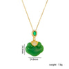Wholesale Jewelry Retro Style Copper Electroplated Ochain Mixed Gem Inlay Safety Lock Clover Pendant Clavicle Chain For Women