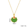 Wholesale Jewelry Retro Style Copper Electroplated Ochain Mixed Gem Inlay Safety Lock Clover Pendant Clavicle Chain For Women