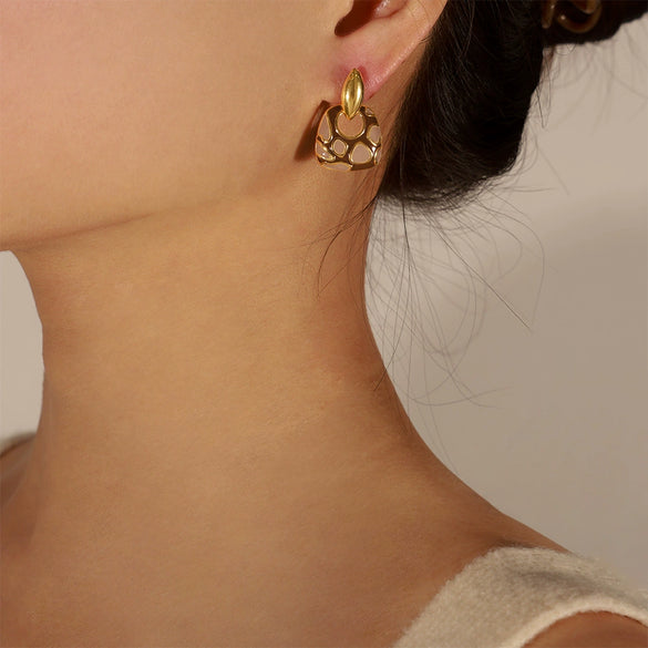 Wholesale Jewelry Retro Style Copper Geometric Dripping Oil Leopard Print Earrings For Women