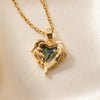 Wholesale Jewelry Retro Style Copper Inlaid Zircon Heart Pendant Ochain Necklace For Female