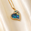 Wholesale Jewelry Retro Style Copper Inlaid Zircon Heart Pendant Ochain Necklace For Female