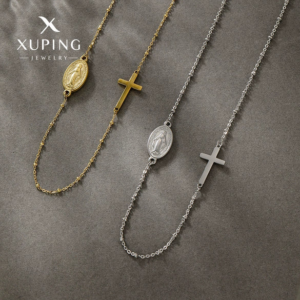 Wholesale Jewelry Retro Style Cross Titanium Steel Geometric Electroplated Necklace