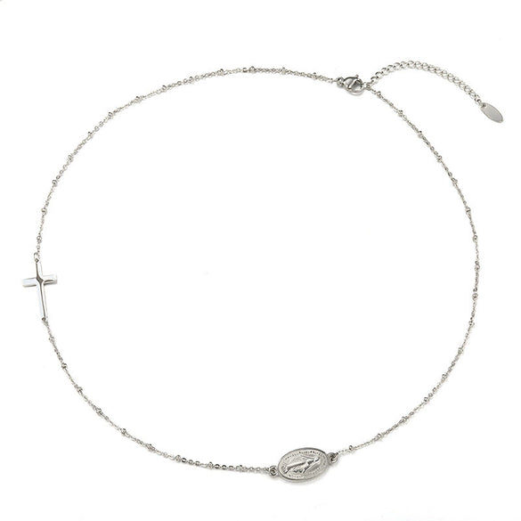 Wholesale Jewelry Retro Style Cross Titanium Steel Geometric Electroplated Necklace