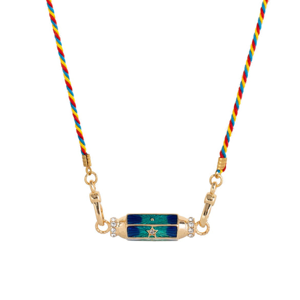 Wholesale Jewelry Retro Style Geometric Copper Cotton Rope Pendant Necklace With Evil Eye Charm