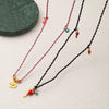 Wholesale Jewelry Retro Style Geometric Copper Cotton Rope Pendant Necklace With Evil Eye Charm