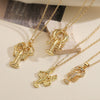 Wholesale Jewelry Retro Style Geometric Copper Real Gold Plated Lobster Pendant Necklace For Women