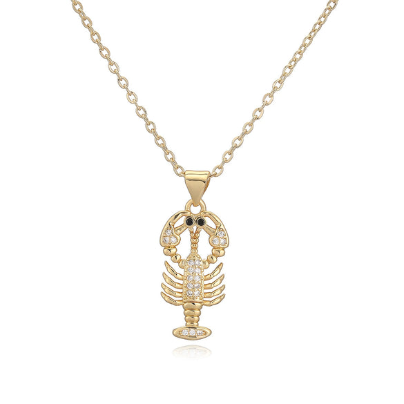Wholesale Jewelry Retro Style Geometric Copper Real Gold Plated Lobster Pendant Necklace For Women