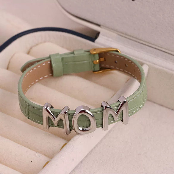 Wholesale Jewelry Retro Style Geometric Leather Strap Copper Electroplated Bracelet With Letters Love Pattern