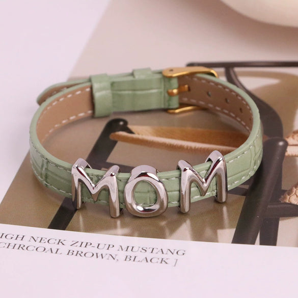 Wholesale Jewelry Retro Style Geometric Leather Strap Copper Electroplated Bracelet With Letters Love Pattern