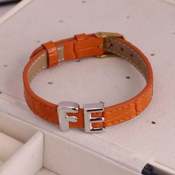 Wholesale Jewelry Retro Style Geometric Leather Strap Copper Electroplated Bracelet With Letters Love Pattern
