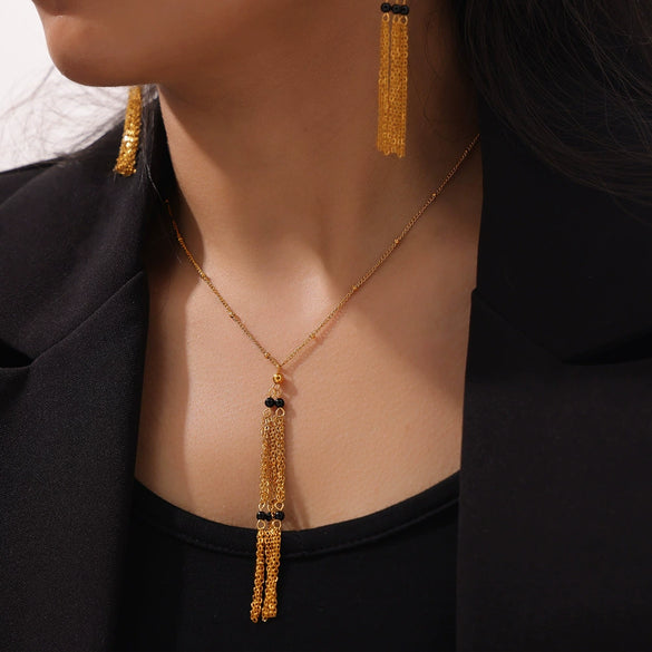 Wholesale Jewelry Retro Style Geometric Multilayer Chain Stitching Agate Stone Beaded 316L Stainless Steel Electroplated