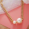 Wholesale Jewelry Retro Style Geometric Pearl Titanium Steel Pendant Necklace And Earring Set 18K Gold Plated
