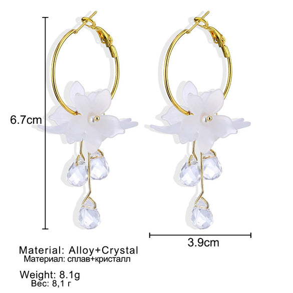 Wholesale Jewelry Retro Style Geometric Plastic And Resin Earrings Inlaid With Crystal Flowers
