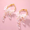 Wholesale Jewelry Retro Style Geometric Plastic And Resin Earrings Inlaid With Crystal Flowers