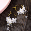 Wholesale Jewelry Retro Style Geometric Plastic And Resin Earrings Inlaid With Crystal Flowers