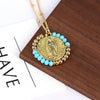 Wholesale Jewelry Retro Style Geometric Round Pendant Necklace Copper Titanium Steel Electroplating Ball Chain
