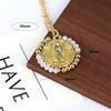Wholesale Jewelry Retro Style Geometric Round Pendant Necklace Copper Titanium Steel Electroplating Ball Chain