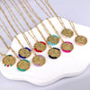 Wholesale Jewelry Retro Style Geometric Round Pendant Necklace Copper Titanium Steel Electroplating Ball Chain