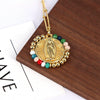 Wholesale Jewelry Retro Style Geometric Round Pendant Necklace Copper Titanium Steel Electroplating Ball Chain