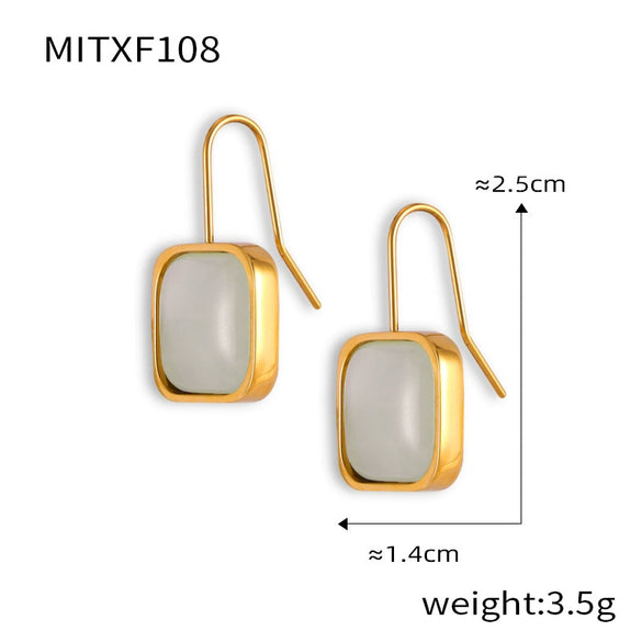 Wholesale Jewelry Retro Style Geometric Square Resin Pendant 316L Stainless Steel Jewelry With Electroplating