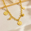Wholesale Jewelry Retro Style Geometric Stainless Steel Chain With Gold Bead And Moon Pattern Sun Pendant