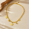 Wholesale Jewelry Retro Style Geometric Stainless Steel Chain With Gold Bead And Moon Pattern Sun Pendant