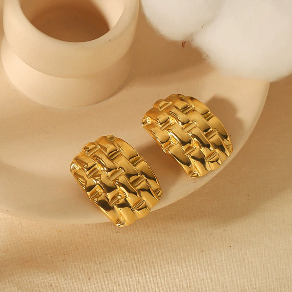 Wholesale Jewelry Retro Style Geometric Stainless Steel Electroplated Earrings For Women