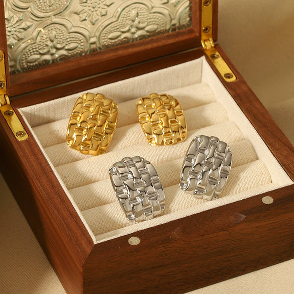 Wholesale Jewelry Retro Style Geometric Stainless Steel Electroplated Earrings For Women