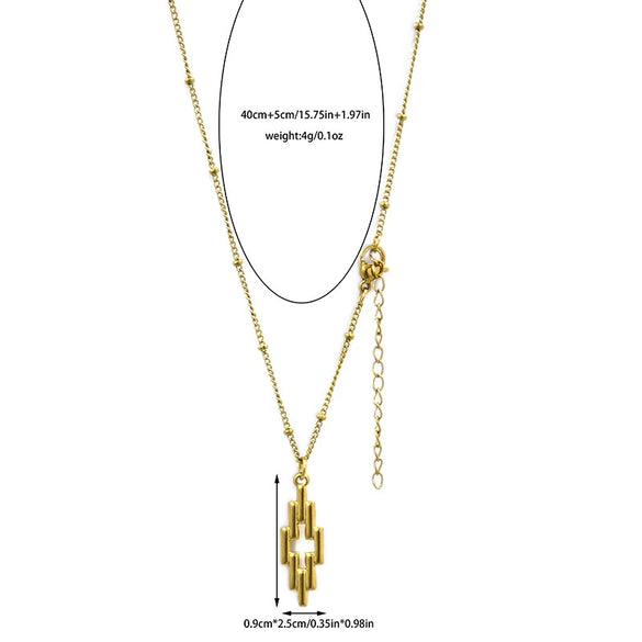 Wholesale Jewelry Retro Style Geometric Stainless Steel Electroplated Pendant Necklace