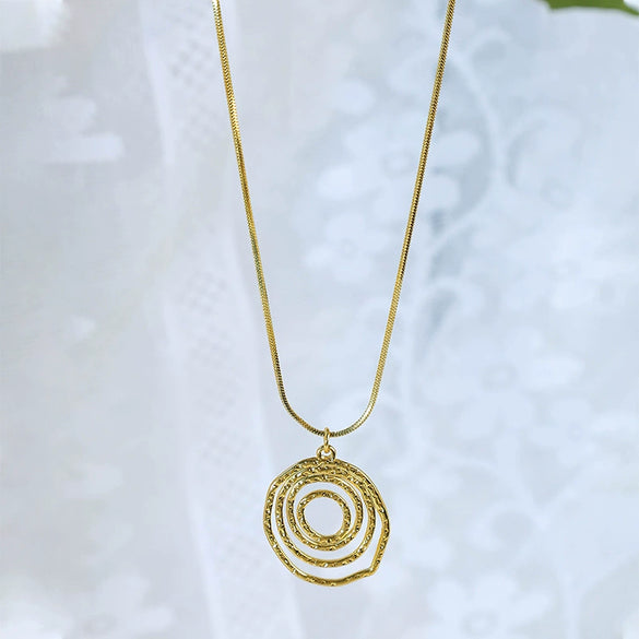 Wholesale Jewelry Retro Style Geometric Stainless Steel Electroplated Pendant Necklace