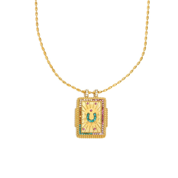 Wholesale Jewelry Retro Style Geometric Stainless Steel 18K Gold Plated Necklace